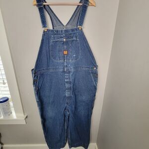 Vintage Big Ben Blue Denim Jean Bib Cotton Overalls Mens 50x32 Farmer Carpenter